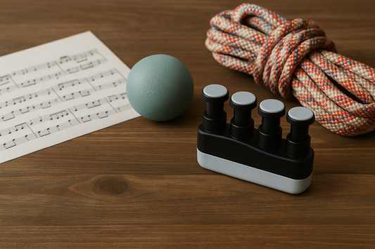 TrainFlex Pro finger exerciser for hand recovery, stroke rehabilitation, grip training, and finger dexterity for musicians and climbers.