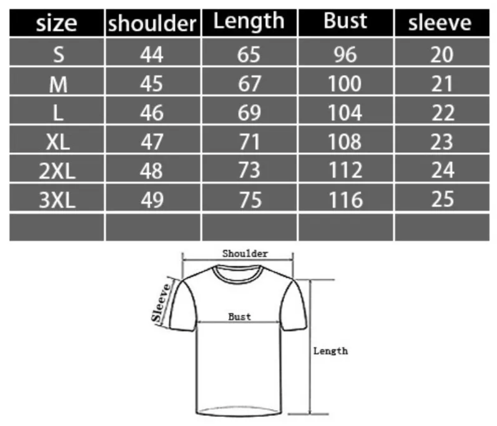 Size chart in centimeters for Praise Him With Strings Christian tee